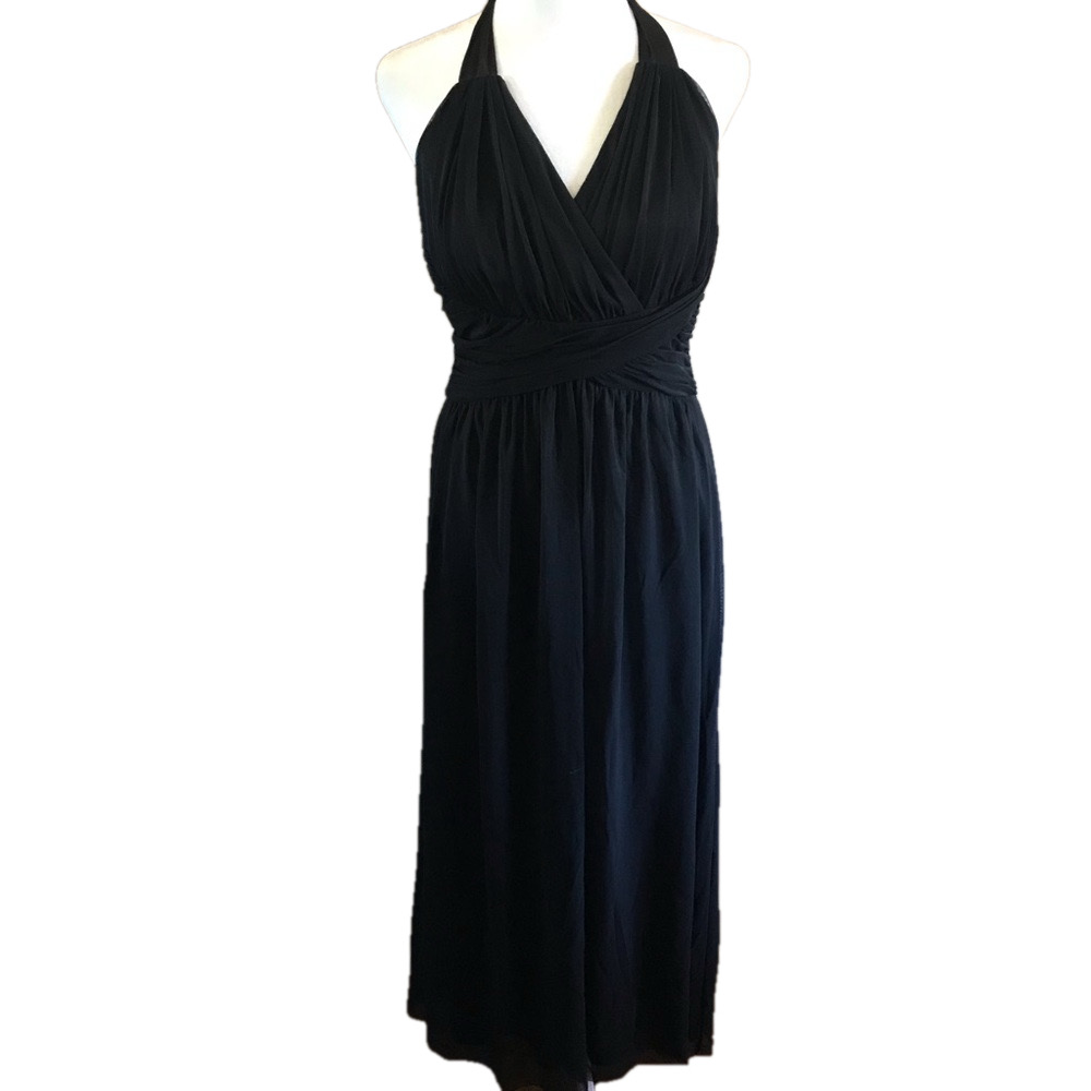White House black market long halter black dress size 6